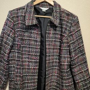 Christopher & Banks Black and Multicolored Tweed Blazer